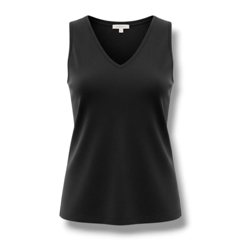Worthington JCPenney Women's black Ribbed sleeveless VNeck Blouse - xl